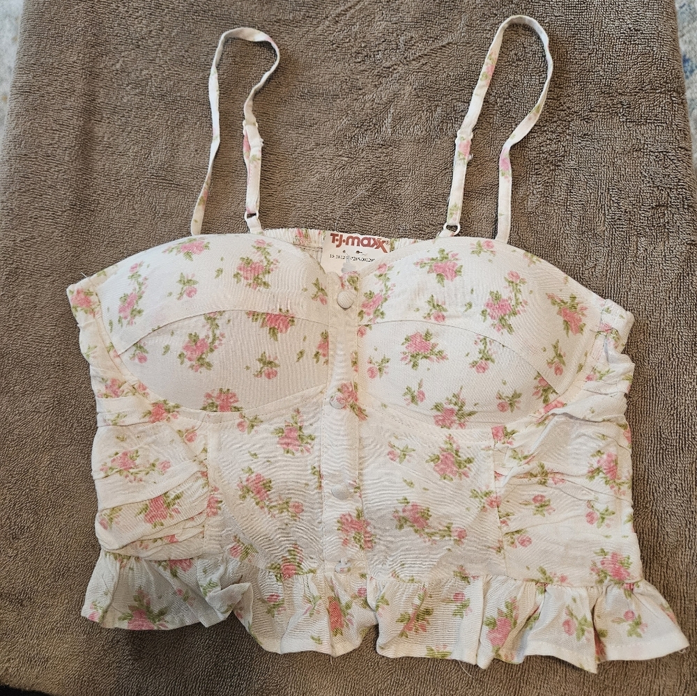 Junior Spaghetti String Floral Top - Picture 2 of 4